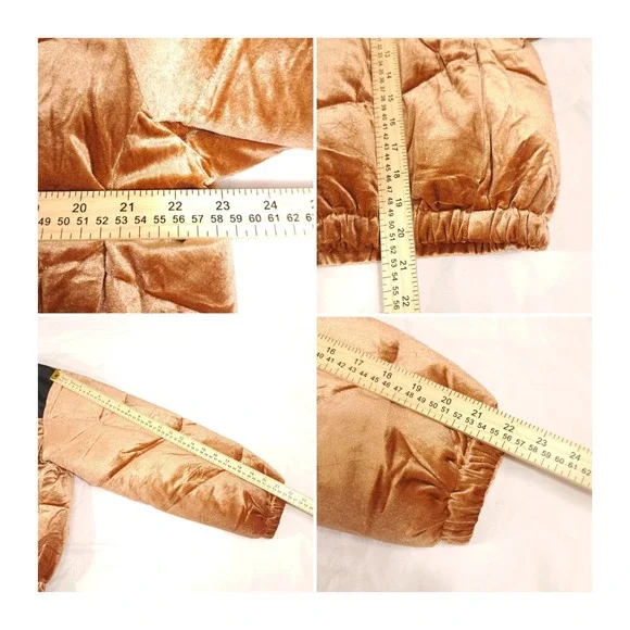Celebrity Pink Women's Bronze Velvet Bomber Puffer Crop‎ Jacket XL Comfortable - Picture 6 of 10